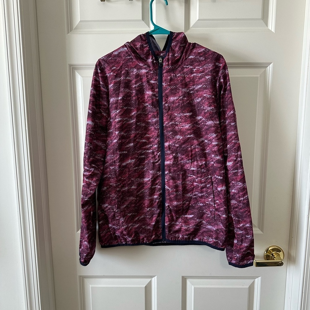 Asics Lightweight Packable Zip Jacket Purple Pink Womens Size XL